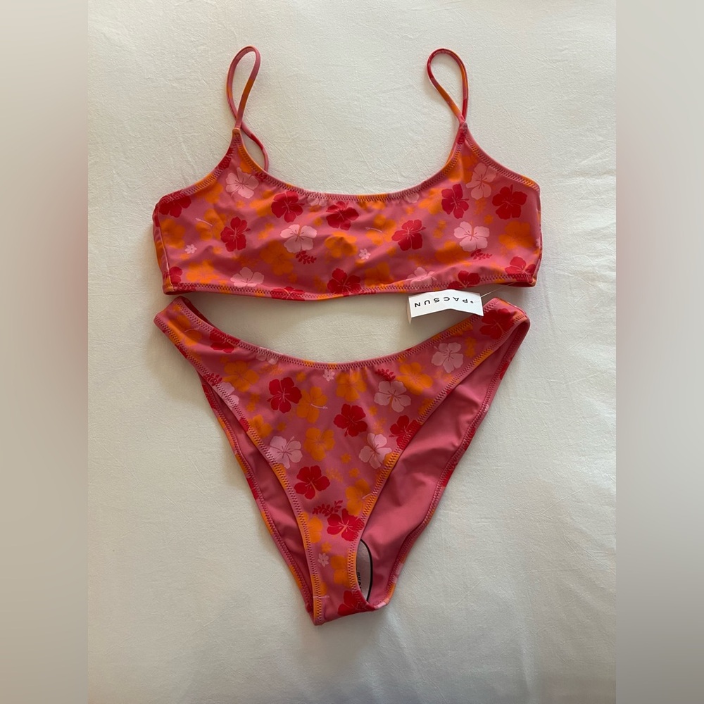 Pink Floral LA Hearts by PacSun Swim Bikini Top & Bottom | Women’s Size Large